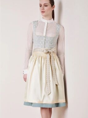 NWT Kruger Araminta Dirndl Dress with Cream Satin Apron with Embroidered Sash